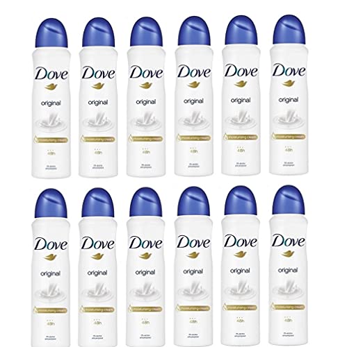 Dove Original Lot de 12 déodorants en spray 0 % alcool 48 h Anti-transpirant 150 ml