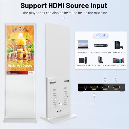 Image of JIYANG 32.5 Inch Indoor Touchscreen Digital Signage Displays Digital Interactive Kiosks LCD Totem Monitor with WiFi /USB Input Auto Media Player Android System(White,Touchscreen)