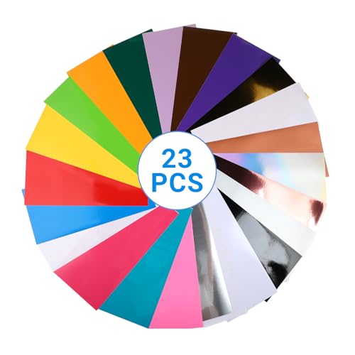 Strehknewen 23 pezzi Vinile permanente, Smart Vinyl Permanent, set di plotter per laminazione in vinile 14 x 30,5 cm, pellicola di trasferimento autoadesiva per laptop, pareti, tazze e altro ancora