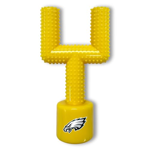 NFL Philadelphia Eagles Mega-Chew Hard Nylon Bacon-Flavored Dog Bone Football Goal Post Chew Toy. Interactive Tasty Fun Chew Toy. Indestructible Strong & Durable Pet Chew Toy