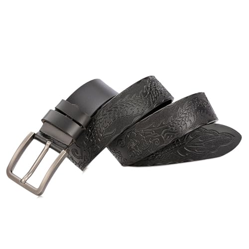 Neutral Embossed Belts Floral Animals Engraved Leather Adjustable Prong Buckle Handmade Fashion Leisure Belt