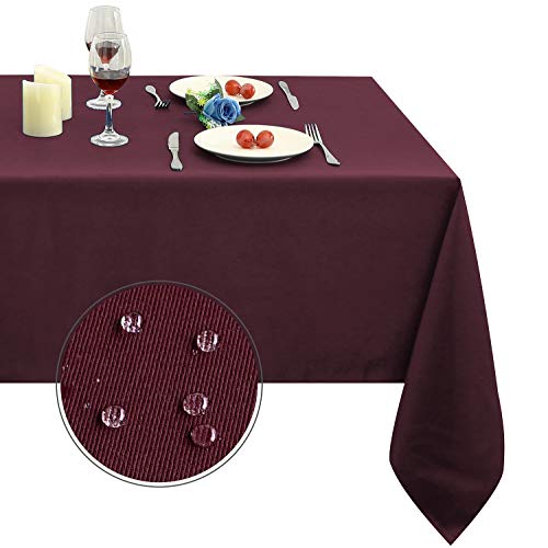 Image of Obstal 210GSM Rectangle Burgundy Tablecloth, 60 x 102 Inch | Christmas Decorations Table Cloth Waterproof, Table Cover Protector for Holiday Party Use