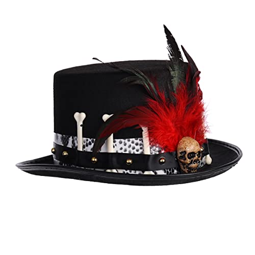 Image of Women Voodoo Hats Witch Doctor Top Hats Skull Feathers Hat