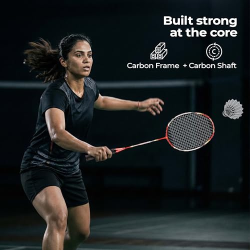 Image of Lifelong Full Carbon Badminton Racket for Men & Women| 82g Lightweight Badminton Racket for Beginner & Intermediate Players | 30 lbs Tension, Carbon Shaft | Racket Cover Included