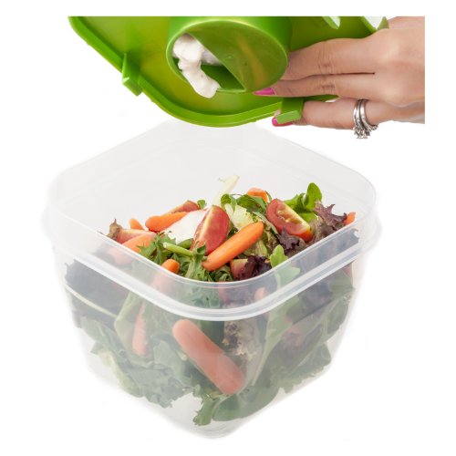 Fit & Fresh Salad Shaker Reusable Plastic Container With Dressing Dispenser And Ice Pack, Healthy Lunch Box Set, 4-Cup Capacity, Bpa-Free #TOP1