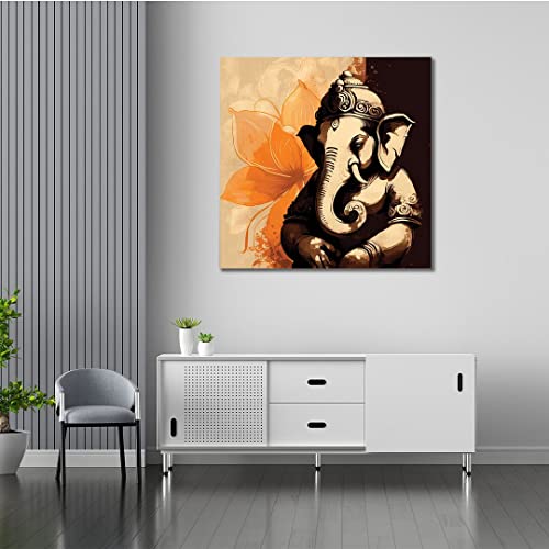 Image of CVANU Lord Ganesh Canvas Painting with Frame for Wall Art Decoration (36x36inch) 202305-168