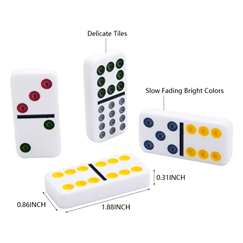 Demteric Mexican Train Dominoes Set Double 12 Dominos Travel Set Family Board Games Set 91 Colored Dot Tiles With Portable Anti-Collision Case #TOP4