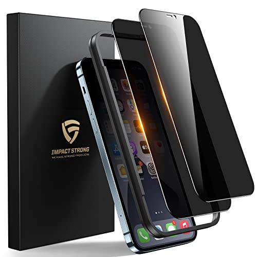 ImpactStrong Anti-Spy Privacy Screen Protector for iPhone 12 Pro Max (6.7-Inch) 9H Tempered Glass Shatter-Resistant Anti-Scratch Easy Install Kit Case Friendly 2-Pack