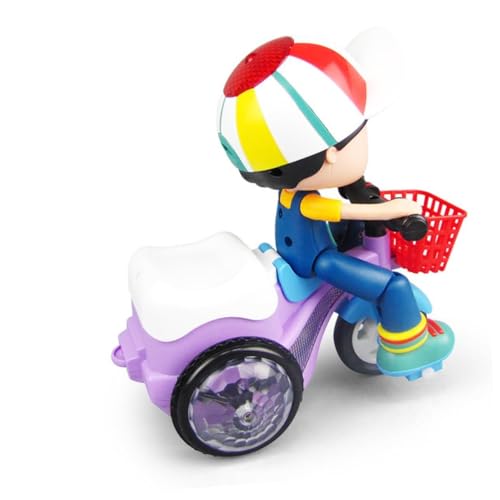 FOYTOKI Intelligent Boys and Girls Tricycle Bike Toy Led Lights Toddler Vehicle Easy Assembly Random Color