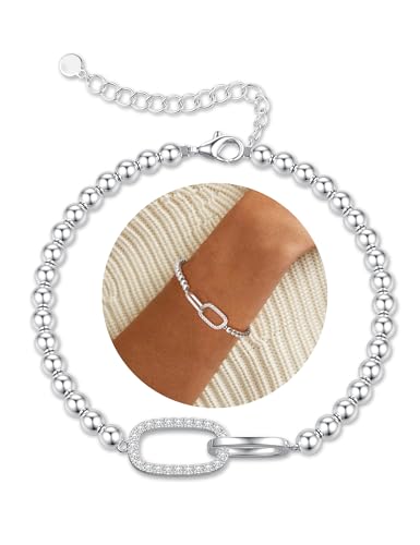 MILACOLATO Pulsera de Plata para Las Mujeres 925 Plata Clip Charm Hipoalergénico Ajustable Pulseras de Cuentas de Plata Joyería de la Amistad