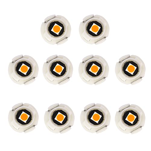 Image of WLJH Yellow T4.2 Neo Wedge LED HVAC Climate Control Bulb with 10mm Base | 3030 SMD, T1.25 and T1-1 /4, 9454848, Dash Cluster and Clock Light, A /C Panel, Switch and Indicator Lights, Dimmable, 10-Pack