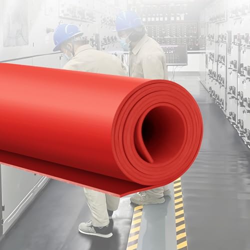 UrbanUp Garage Floor Mat Customizable Rubber Floor Mat for High Voltage Power Room, Equipment Mats Electrical Safety Tools, Garage Rubber Floor Mat Waterproof(Red,1mx1mx3mm(3'x3'x1/8