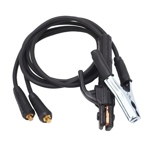 200A Welding Electrode Holder, Brass Iron Ground Clamp with 1.5meter Cable, Heat Handle, Suitable for Shipyard, Construction site, and Home Use