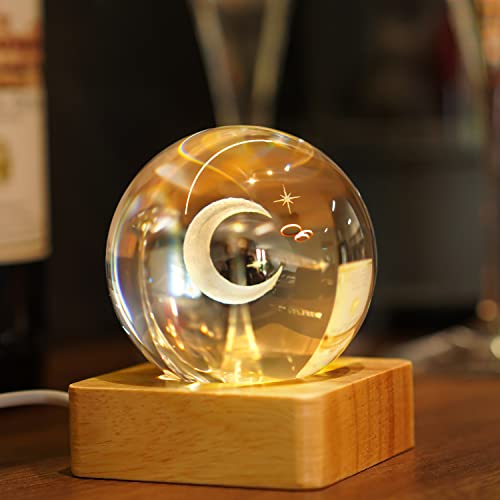 Image of ZEERSHEE Pack 2 Wooden LED Light Display Base 2.3in Crystal Glass Light Base Stand Wood LED Display Stand for 3D Crystal Laser Glass Resin Art Warm Light Square USB Only