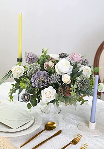 Serra Flora Artificial Flowers Combo Roses 25Pcs Silk Fake Flowers For Diy Wedding Bouquets Combo Gradual Change Centerpieces Arrangements Party Bridal Baby Shower Home Decorations (Purple) #TOP3