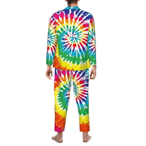 Colorful Spiral Tie Dye (2) Mens Pajamas Set Button Down Sleepwear Set Long Sleeve Loungewear With Pockets2