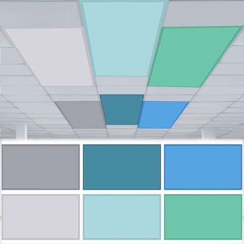 Image of VIHOSE 6 Pcs Fluorescent Light Covers for Ceiling Lights Classroom Magnetic Light Covers Classroom Filters Office School Drop Ceiling, 4 x 2 ft (Blue Green)