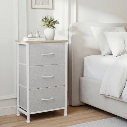 DUMOS 3 Drawer Nightstand for Bedroom, Small Night Stand Chest of Drawers by DUMOS - Used condition - Image 6