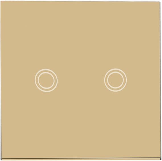 Smart Light Switches, Double Dimmer Touch Switch 2-Gang 1-Way LED Compatible White Glass Panel No Neutral Wire 110-240V(black)