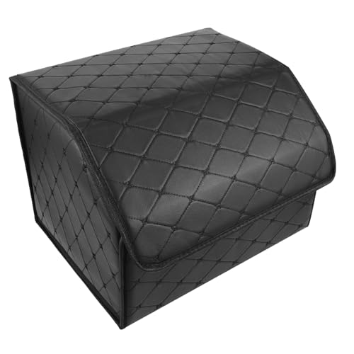 TINEASUR Car Storage Box Foldable Trunk Organizer Car Garbage Grocery Organizer Car Grocery Container Suv Storage Organizer Auto Trunk Organizer Folding Car Trunk Bin Leather