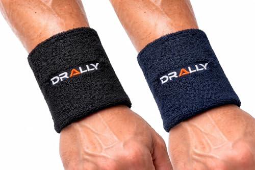 DRALLY 3 Inch Wrist Band for Gym Workout, Badminton, Cricket - High Absorption Cotton, Popular Wrist Band for Men & Women