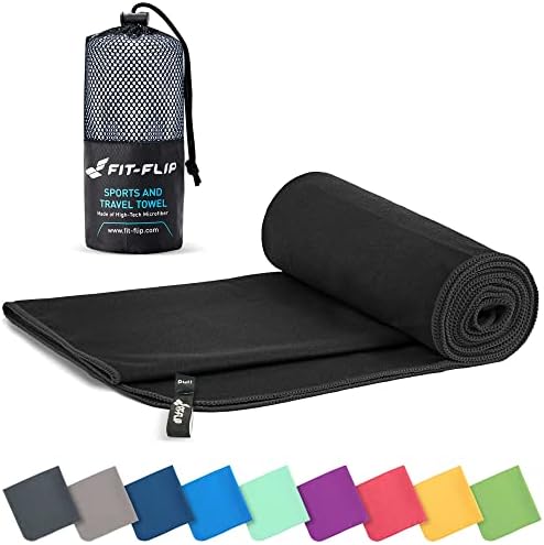 Fit-Flip Microfibre towel - compact, ultra lightweight & quick dry - perfect for gym, travel & beach - swimming towels for sports, camping & hiking - View 3