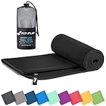 Fit-Flip Microfibre towel - compact, ultra lightweight & quick dry - perfect for gym, travel & beach - swimming towels for sports, camping & hiking (30x50cm black + bag)
