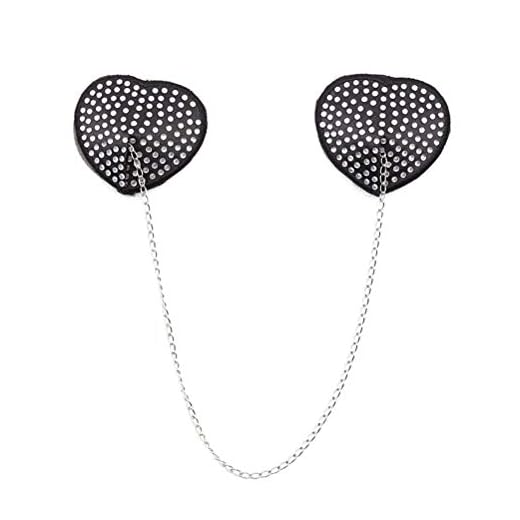 BESTOYARD Cubierta de pezón Sexual Cadena de Diamante Cubierta de pezón Accesorios de coqueteo para Mujer, Dama, Mujer (Patrón de Taladro Blanco)