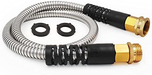 Cesun 3 Feet Metal Garden Hose, Short Connector Hose, Water Hose Extension, Extremely Flexible Lead-in Hose, for Hose Reel/RV/Dehumidifier, Lightweight/Durable/Cool to The Touch (Female to Male)