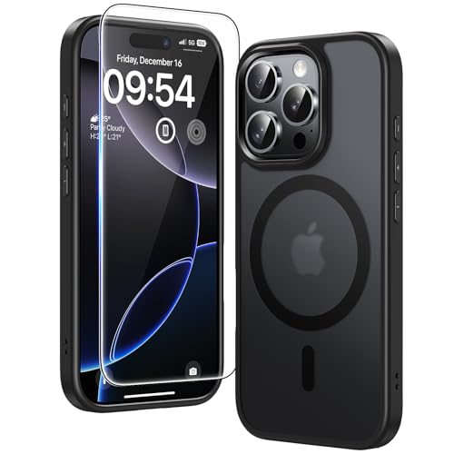 TAURI Coque Magnétique pour iPhone 16 Pro Max,Noir Mat