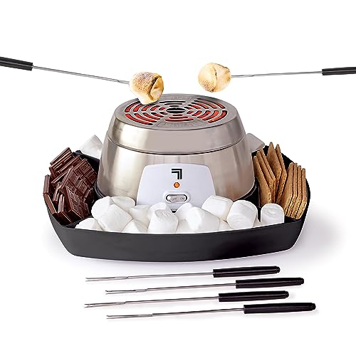 Sharper Image Electric S’mores Maker – 6 Marshmallow Roasting Sticks & Serving Tray Station| Indoor Smores Kit| Kids & Family Party Activity| Kitchen Gadget| Movie Night, Sleepover, Housewarming Gift by Sharper Image - Used condition - US$28.56