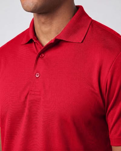Image of 3 Pack:Mens Quick Dry Fit Polo Shirt Short Sleeve Golf Tennis Clothing Active Wear Athletic Performance Tech Sports Essentials Moisture Wicking Casual Dri-Fit T Shirts Set