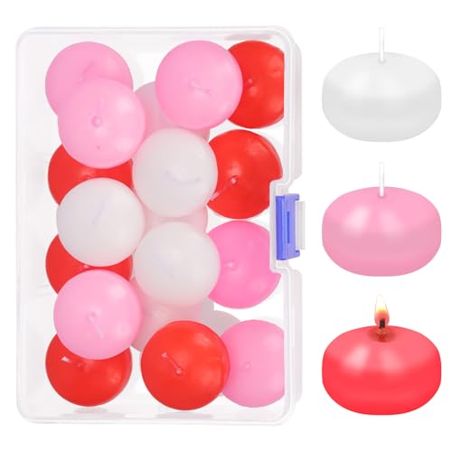 Hilitchi 18PCS Floating Disc Candle Kit White Pink Red Unscented Floating Candles Tealight Candles Smokeless Candles for Wedding Receptions Baby Showers Birthdays Celebrations
