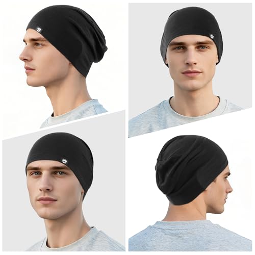 Image of WTACTFUL 3-Pack Soft Viscose Slouchy Beanie Skull Caps for Men and Women