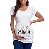 Vuncio T-Shirt Femme Enceinte 2021 Manches Courtes Été Pas Cher Vetement Grossesse Et Maternité Shirt Grande Taille T-Shirt Grossesse Femme Humour Drôle (Blanc, S)