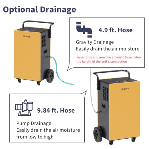 Image of Shinco Commercial Dehumidifiers with Pump, 200 Pints Industrial Dehumidifier for Crawl Spaces, Basements Warehouse and Large Spaces up to 8,000 Sq Ft