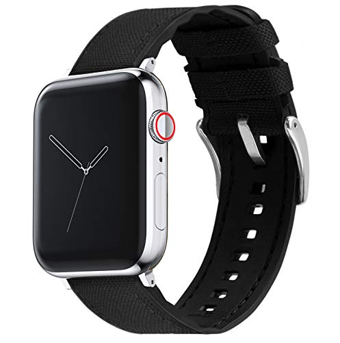 Image of BARTON WATCH BANDS - Cordura Fabric & Silicone Hybrid Watch Bands Compatible with Apple Watch Models - 1, 2, 3, 4, 5, 6, 7, 8, 9, 10, SE, Ultra & Ultra 2