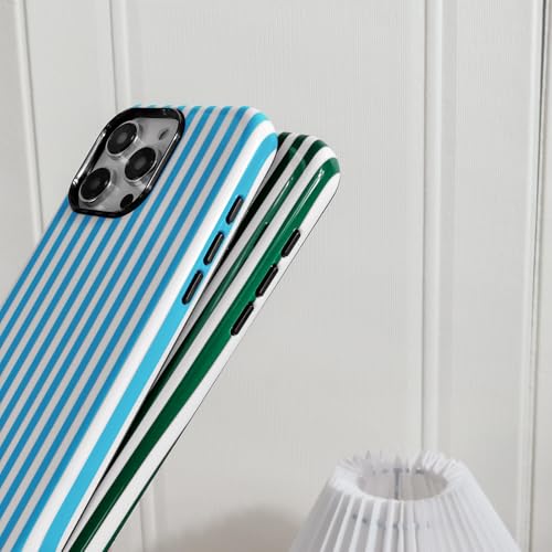Coque iPhone 15 Pro Max vert rayures en TPU rigide antichoc