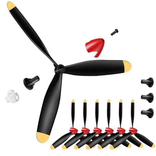 Outus 6 Sets Spare Rc Plane Propellers 3 Blade Propeller Compatible with P40 Fighter Remote Control Plane 761-13 Radio Controlled Airplane Carbon Fiber Nose Cone with Savers and Adapters