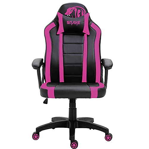 Cadeira Gamer Advanced Snake Viper reclinável giratória preta e rosa 440