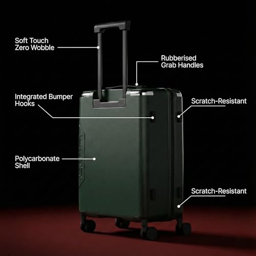 Image of WNTR Dawn X Set of 2 Cabin + Large Luggage - 40L & 105L Check-in Suitcases with 360 Wheels, TSA Locks, German Polycarbonate Shell, Lightweight Trolley Bags Set for Travel (Green Pine)