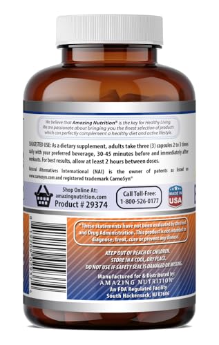 Image of Amazing Formulas Beta Alanine Supplement | 2250 Mg Per Serving | 120 Capsules | Non-GMO | Gluten-Free | Made in USA
