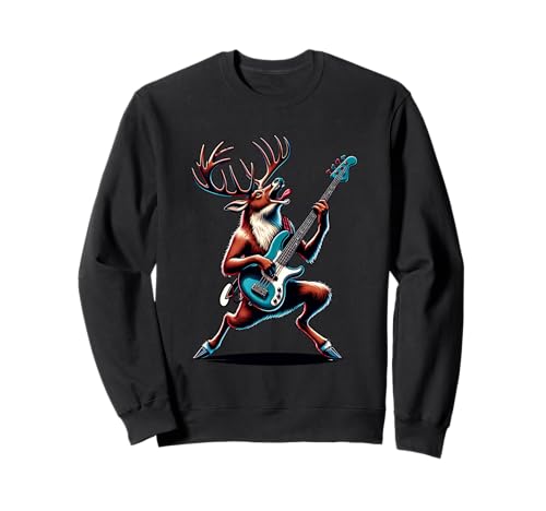 Rock & Roll Rentier Bassist Bass-Gitarre Weihnachts Sweatshirt