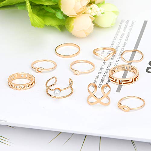 Onesing 25 Pcs Knuckle Rings For Women Stackable Rings Sets Girls Bohemian Retro Vintage Joint Finger Rings Gold Rings Set For Women Men Hollow Carved Flowers Crystal Rings #TOP2
