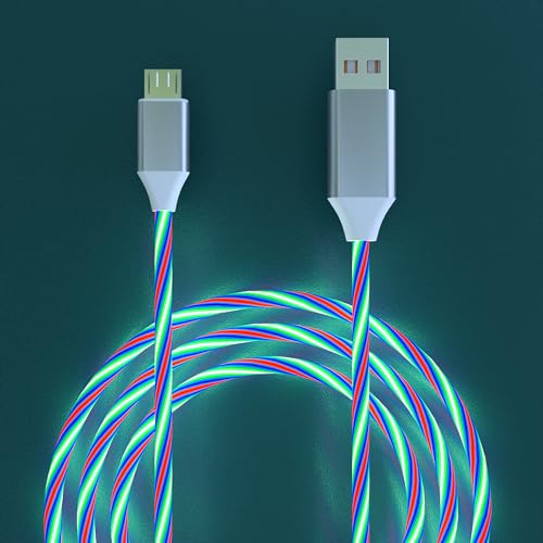 Micro USB Charger Cable, 6.6FT Led Light Up Glowing Charging Cable, Fast Charging Cord for Samsung Galaxy S7 S6 S5, Note 5, Kindle and Other Android Devices(Colorful)