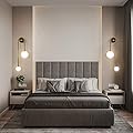 AMARTIZ Modern Wall Sconce Set of 2 Mid Century Black Gold Wall Lamp with 2 Milk Glass Shade U-Shape Linear Wall Light for Bedside Dining Room Bathroom