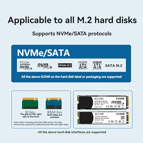 Carcasa SSD M.2 NVME con pantalla digital y adaptador USB C de alta velocidad 5