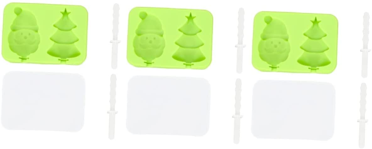 3 moldes de helado de Navidad, moldes de caramelo de chocolate, moldes de silicona para caramelos, moldes de paletas para niños, moldes de helado de muñeco de nieve, moldes de polo de hielo, moldes
