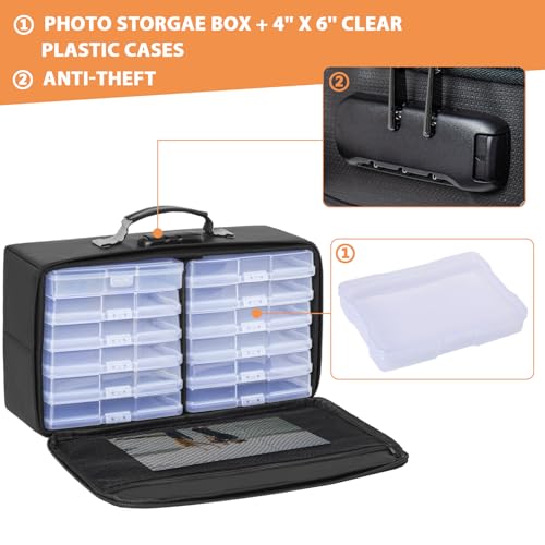 IBVIVIC Fireproof Photo Storage Box with 12 Inner 4\" x 6\" Photo Case(Clear),Photo Box Organizer with Lock - Thumbnail 5