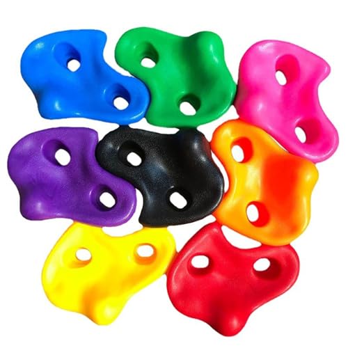 BTSEURY Rock Climbing Holds, 6pcs Wall Climbing Grips, Rock Wall Holds with Installation Hardware Rock Wall Climbing Kit Pink Green Brown Yellow